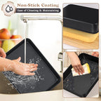 E-far 12.5 x 9.7 Inch Baking Pan Set of 2, Nonstick Stainless Steel Rectangle Cake Pans for Baking Brownies Casseroles Lasagna, Stainless Steel Core & Nonstick Coating, Non-toxic & Oven Safe