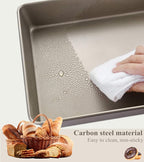 SuperMa 3 Pack Deep Baking Pans Set Nonstick Rectangular Cookie Sheets 9 11 13 Inch Baking Sheets for Baking Bread, Toaster Bakeware Gold