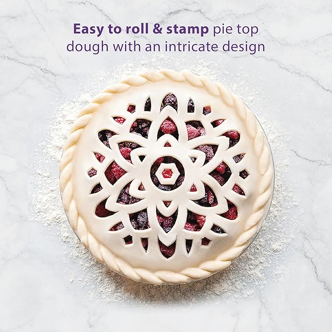Talisman Designs Pie Top Cutter | 10-Inch | Red | Pie Crust Cutter | Pie Decorating Tools | Pie Pastry Baking Accessories | Stencil Crust Cutout