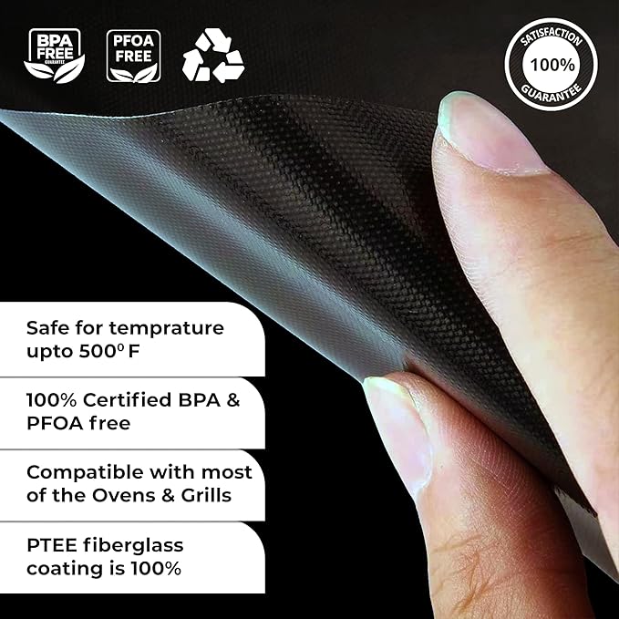 VLA Oven Liners for Bottom of Oven,Big Size 16""x75"" 2 Pack Large Thick Heavy Duty 100% Non-stick Reusable Teflon Oven Mat, Baking Mat for Electric, Gas,, 1_roll_Oven_Liner_Black_75in