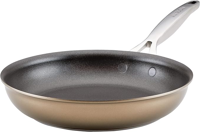 Anolon Ascend Hard Anodized Nonstick Frying Pan/Skillet - Good for All Stovetops (Gas, Glass Top, Electric & Induction), Dishwasher & Oven Safe with Stainless Steel Handle,10 Inch - Bronze