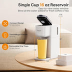 Single Serve Coffee Maker for K Cup, Ground and Tea, Hot and Iced Coffee Machines with Bold Setting, 6 to 16 Oz Brew Sizes, Compact for Small Spaces, White (2.0 Version)