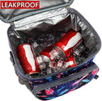 FlowFly Insulated Reusable Lunch Bag Adult Large Lunch Box for Women and Men with Adjustable Shoulder Strap,Front Zipper Pocket and Dual Large Mesh Side Pockets,Feather