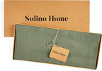 Solino Home Linen Table Runner 36 Inches - 100% Pure Linen Oil Green Table Runner 14 x 36 Inch Ideal for Dresser and Coffee Tables - Summer, Fall, Autumn - Fete