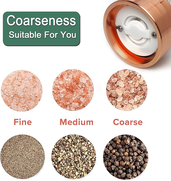 Pepper Mill Set, Classical Hand Shake Pepper Grinder Set And Gorgeous Salt, Ceramic Blades With Adjustable Coarse Mill, Enjoy Best Fresh Ground Pepper Sea Salts Various spices