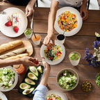 Wheat Straw Dishes Set for 8, Dinnerware Sets 32 piece, Unbreakable Plates, Bowls, Cups Sets for Kitchen Parties Camping RV - Beige