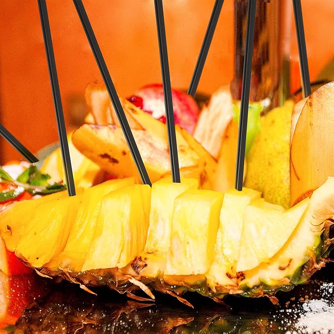 100 Pieces Disposible Plastic Round Top Crystal Swizzle Sticks (Black)