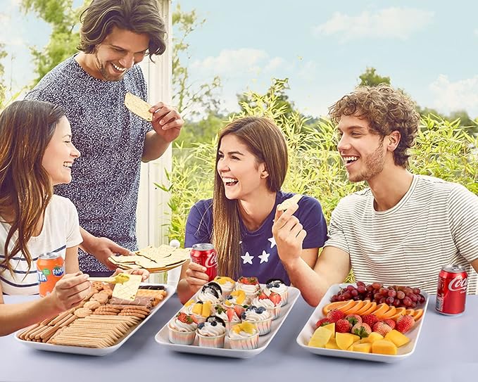 Delling 16 inch Serving Platter Set, White Porcelain Platters for Serving Food, Large Serving Trays for Party, Entertaining, Fruit, Appetizer, Oven Safe Dinnerware Set of 3