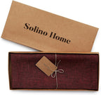 Solino Home Linen Table Runner 132 Inches Long - Athena, 100% Pure Linen Red Garnet 14 x 132 Inch Table Runner for Dining, Fall, Autumn