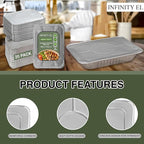 INFINITY EL Disposable Aluminum Foil Pans with Lids 20 Pack | Full Shallow 20.5" x 12.5" x 2" Heavy Duty Foil Pan | Aluminum Baking Pans for Roasting Turkey, Lasagna, Thanksgiving, Christmas, Parties