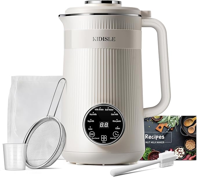 8 in 1 Nut Milk Maker Blender, 32oz Homemade Soy, Almond, Oat, Coconut, Plant Based and Non Dairy Beverages, Automatic Soybean Machine With Delay Start/Keep Warm/Boil Water, Cream