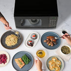 Farberware FM09BKA Compact Countertop Microwave Oven 0.9 Cu. Ft. 900-Watt with LED Lighting, Child Lock, Easy Clean Grey Interior, Black