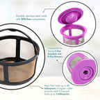 Reusable Mesh Ground Coffee Filter Carafe for Keurig K-Duo Essentials and K Duo Brewers Machine, With 2 Refillable K Cups Pod by PureHQ - Gold Tone Mesh Filter - Value Pack