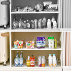 12 Pack Middle Organizers and Storage, Pantry Organization and Storage Bins, Cabinet Organizer, Clear Plastic Storage Containers with Handle，Acrylic Storage Bins for Cabinet, Fridge