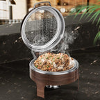Chafing Dishes for Buffet, 6QT Round Stainless Steel Chafing Dish with Transparent Hydraulic Lid, 304 Food Pan, Buffet Warmer for Parties and Events (Wood Color)
