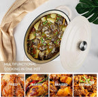 Oval Dutch Oven for Bread Baking, 4.5 Quart Non Stick Enameled Cast Iron Dutch Oven Pot with Lid, Oven Safe Oval Casserole with Lid up to 500°F for Baking, Braising, Stews, Roasting (Beige)