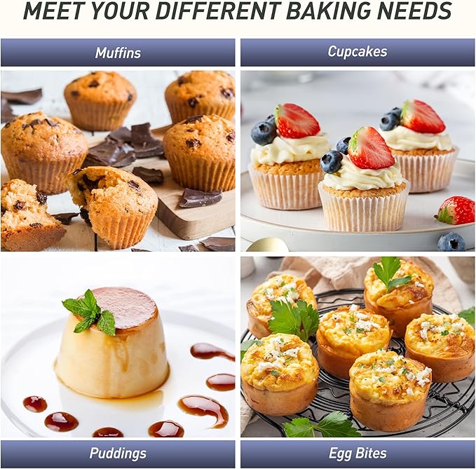 2 Pack 12 Cups Silicone Muffin Pan with Metal Reinforced Frame Regular Size Silicone Molds Cupcake Cake Baking Pans Baking Mold Best Baking Pans Tart Pan Sheet Set Reusable Cupcake Liners