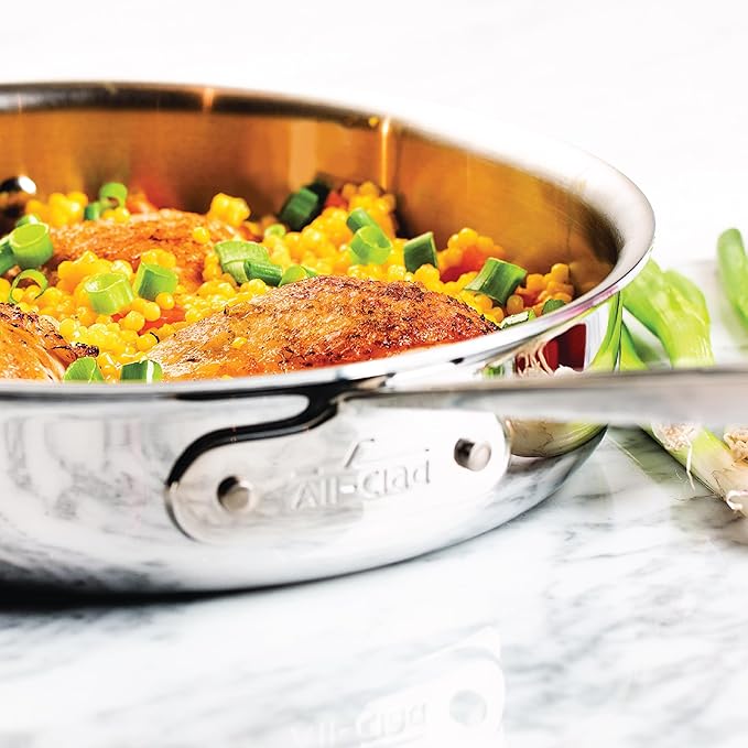 All-Clad D3 3-Ply Stainless Steel Cookware Set – 7-Piece Pots and Pans Set, Induction, Oven Broiler Safe 600F - Includes Frying Pans, Saucepans, Sauté Pan, Stockpot, Professional Cookware – Silver