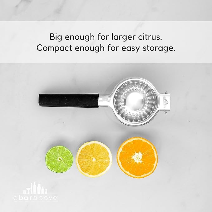 A Bar Above Stainless Steel Hand Juicer, Heavy Duty Citrus Press for Cocktails, Fruit Juice Squeezer for Lemons, Limes, and Oranges, Manual Juicer for Bartenders, Home Bars, and Mixology Kits