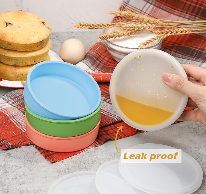 Webake 4 Inch Silicone Air Fryer Egg Molds with Lids, 4 oz Creme Brulee Dishes Shallow Ramekins, Food Storage, Microwave Egg Poacher, Set of 4