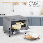 COOK WITH COLOR Mini Toaster Oven: 600W Power, Precision Timer, Auto Shutoff, and Culinary Delights Up To 450 Degrees, Grey