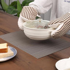 Myir JUN Placemats Set of 4, Vinyl Woven Placemats Place Mats Indoor Set of 4 Washable Table Mats Non-Slip Place mats for Dining Table (Dark Gray, Set of 4)