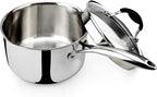 AVACRAFT Tri-Ply Stainless Steel Saucepan with Glass Strainer Lid, Two Side Spouts, Multipurpose Sauce Pan with Lid, Sauce Pot, Cooking Pot (Tri-Ply Full Body, 3.5 Quart)