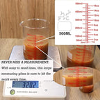 3 Piece High Borosilicate Glasss Liquid Measuring Cups, Includes 150ml(5OZ),250ml(8OZ),and 500ml(16OZ), Dishwasher, Freezer, Microwave, and Preheated Oven Safe, Essential Kitchen Tools