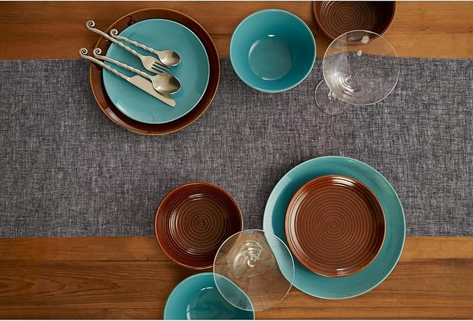 Solino Home Linen Table Runner 132 Inches Long - Athena, 100% Pure Linen Chambray Black 14 x 132 Inch Table Runner for Dining, Summer, Halloween