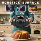 Bundt Cake Pan, 10-Inch Nonstick Round Fluted Tube Cake Baking Pan, Buntz Pound Cake Mold,Tube Bakeware,Baking Mold for Jello/Gelatin/Chocoflan/Flan, Non Toxic, Easy Clean - Black