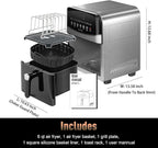 Stainless Steel Air Fryer Ceramic Coat Basket Non Toxic Metal Cavity 6 QT Compact for 2-3 PAX, DAYBEST Dual Heats Airfryer 450°F 12 in 1, Dishwasher Safed Pot, Plate, Rack & Liner (Stainless Steel)