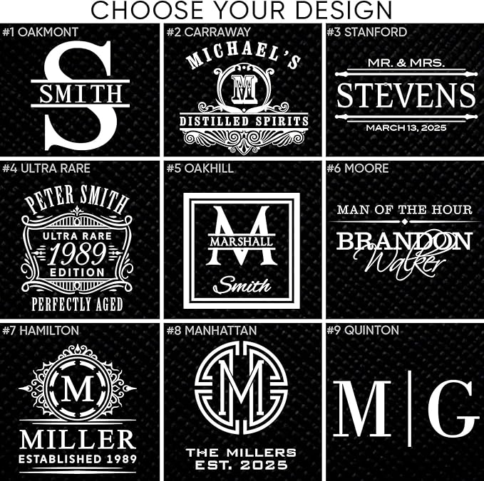 Personalized Whiskey Glasses Set of 4, Custom Engraved Bourbon Rocks Glasses, Customized Whiskey Gifts for Men by Home Wet Bar