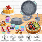 Tongjude 72 Pieces Silicone Bakeware Set, Nonstick Baking Pans Set, Easy Release Oven Silicone Pan for Kitchen with Cake Pans, Loaf Pans, Baking Cups, Measuring Cups and Spoons Set, Grey