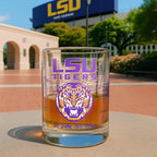 Greenline Goods – University of LSU Tigers College Whiskey Glasses (Set of 2), 10 oz – Full-Color Logo + Campus Map