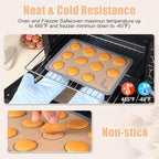Silicone Baking Mat Macaron - Set of 3 (2 Half Sheet Liners and 1 Quarter Sheet), Non Stick Silicon Cookie Oven Liner For Macaroons, Bake Pans, Pizza, Toaster, Cake and Bread Making (Red,Blue,Gray)