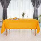 D'Moksha Homes Sunflower Yellow Linen Tablecloth for Rectangle Tables 60 x 144 Inch - 100% Pure Linen Yellow Table Cloth - Classic Hemstitch, Machine Washable Dining Tablecloth for Fall, Halloween