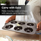 Wrenbury Nonstick Mini Buntz Cake Pan Non Stick for Baking - 6 Cup Bundtlette Fluted Cake Tin for Small Cakes - PFOA Free and Dishwasher Safe - 3.75” Cup Width