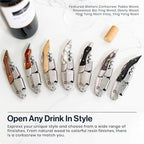 Hicoup Wine Opener - Professional Corkscrews for Wine Bottles w/Foil Cutter and Cap Remover - Manual Wine Key for Servers, Waiters, Bartenders and Home Use - Stainless Steel w/Ying Yang Resin Inlay