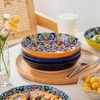 vancasso 32 Oz Pasta Bowls Sets of 6, Ceramic Large Colorful Salad Serving Bowls for Kitchen, Dishwasher & Microwave Safe, Soup Pasta Plates