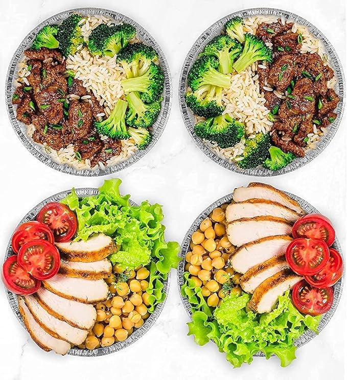 Mr Miracle Pack of 40 Disposable Aluminum Foil Pans with Clear Lids – 7 Inch Circular Aluminum Pans, Ideal for Baking, Storing, Heating, Serving - Round Foil Pans with Lids