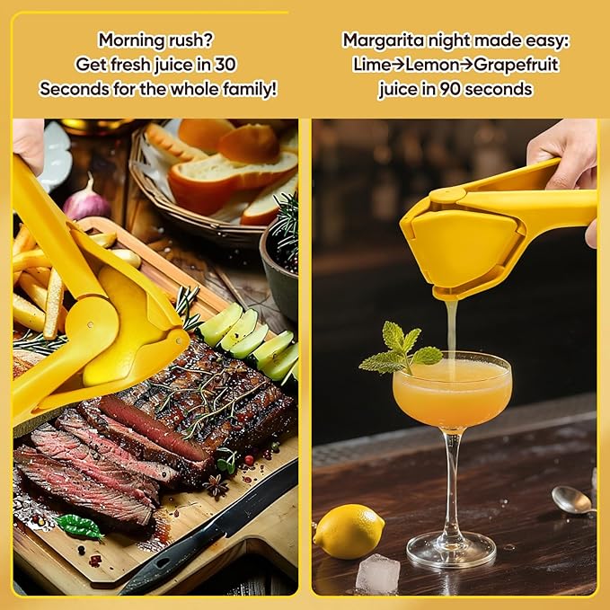 Manual Lemon Squeezer, Easy-to-Use, Very Sturdy, Lemon Juicer Squeezer to Squeeze Lemons, Yellow, HomeyVenture