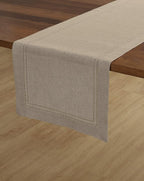 Solino Home Linen Natural Table Runner 120 Inches Long - 100% Pure Linen Double Hemstitch 14 x 120 Inch Table Runner for Dining, Summer, Fall, Autumn