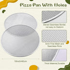 Nuogo 8 Pcs 16 Inch Pizza Pan with Holes Aluminum Mesh pizza Screen Seamless Round Tray for Oven Nonstick Baking Sheet for Kitchen Bakery Restaurant BBQ Party Cookware Supplies