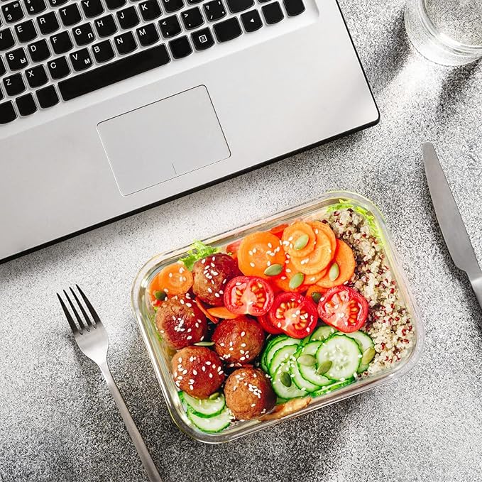 M MCIRCO 24-Piece Glass Food Storage Containers with Upgraded Snap Locking Lids,Glass Meal Prep Containers Set - Airtight Lunch Containers, Microwave, Oven, Freezer and Dishwasher, Blue