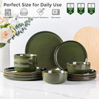 AmorArc Stoneware Dinnerware Sets for 4,Round Reactive Glaze Ceramic Plates and Bowls Set,Highly Scrath Resistant | Dishwasher & Microwave Safe Dishes Set,Service for 4 (12pc)