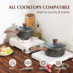 SENSARTE Nonstick Sauce Pan with Lid Saucepan Set, Swiss Granite Coating Sauce Pot Kitchen Cooking Pot Sets, Induction Comptable, Free of Intentionally Added PFOA, 1.5 + 2 QT