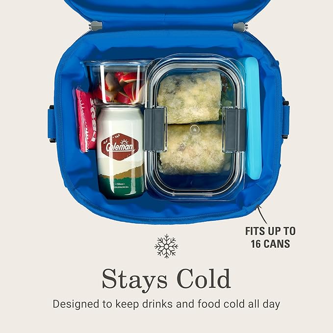 Coleman Pro 16-Can Premium Soft Cooler Lunchbox, Fully Insulated Lid & Body Stays Cold up to 30 Hours, Great for Camping, Tailgating, Parties, Sports, Concerts, Lunches & More