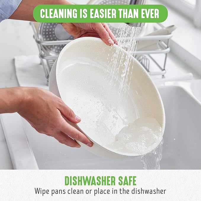 GreenLife 10 Piece Nonstick Pots & Pans Set, Detachable Handle & Stackable Cookware Set, Non Toxic PFAS-Free Skillets, Induction Kitchen Pans, Space Saving, Serving Bowls, Oven Safe, Speckled Cream