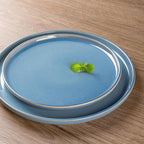 GBHOME Ceramic Dinnerware Sets for 4, 12 Pieces Stoneware Plates and Bowls Sets, Reactive Glaze Dishes -Scratch Resistant, Dishwasher&Microwave Safe-Alaskan Blue