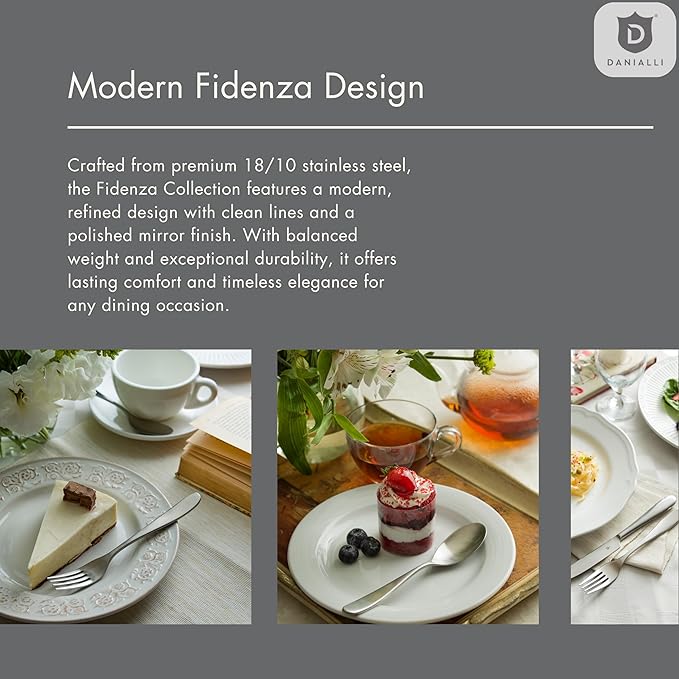 Silverware Set for 6 – 18/10 Stainless Steel Flatware, Mirror Finish, Dishwasher Safe, Durable and Balanced Utensils, Modern Tableware (30-Piece Set, Fidenza)